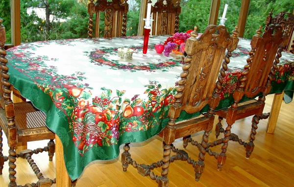 Cenário de mesa de Natal. — Fotografia de Stock