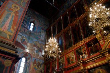 Interior of russian orthodox church at Moscow Kremlin clipart
