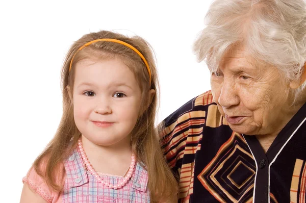 The elderly woman with the granddaughter — Stock Photo, Image