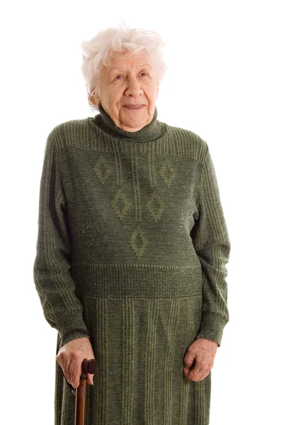 La donna anziana isolata su bianco — Foto Stock