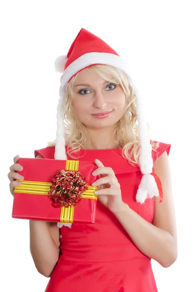 Chica de Navidad con regalos aislados —  Fotos de Stock