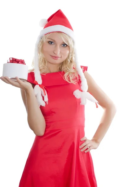 Chica de Navidad con regalos aislados — Foto de Stock