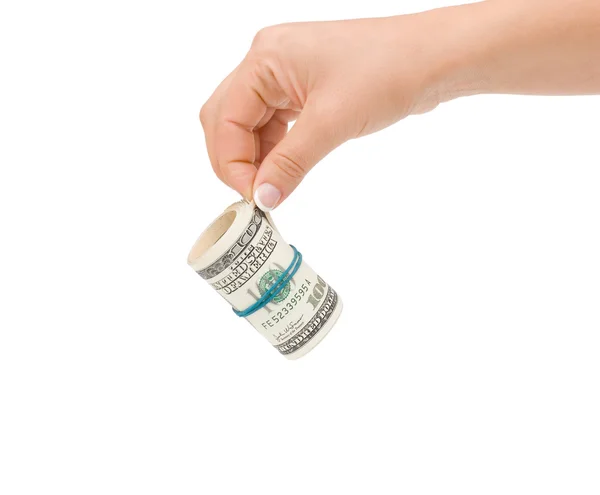 Hand mit Geld isoliert auf weiß — Stockfoto