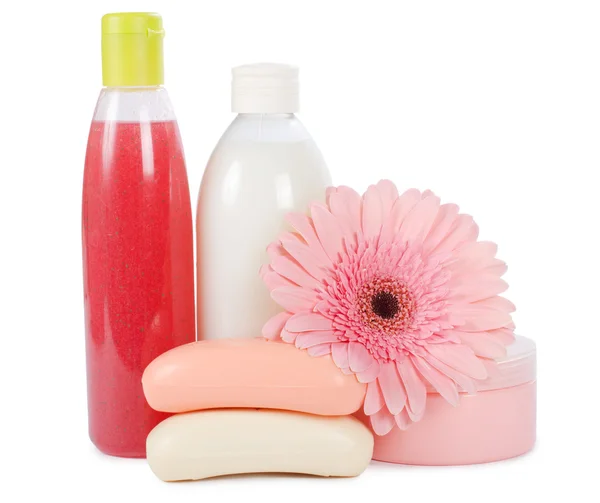 Růžová gerbera a ručník — Stock fotografie