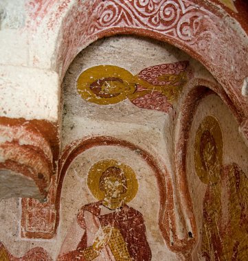 Ancient fresco in Cappadocia Turkey clipart