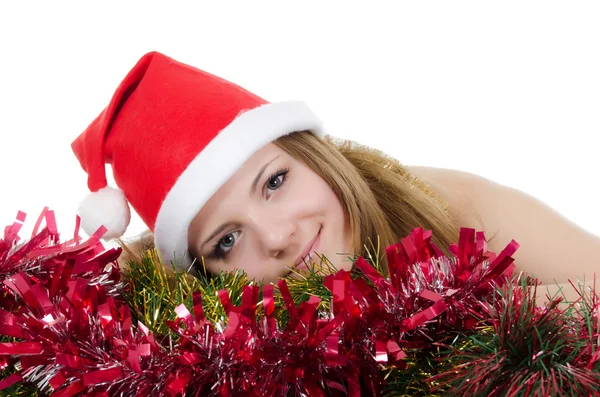 Kerstmis meisje geïsoleerd op wit — Stockfoto