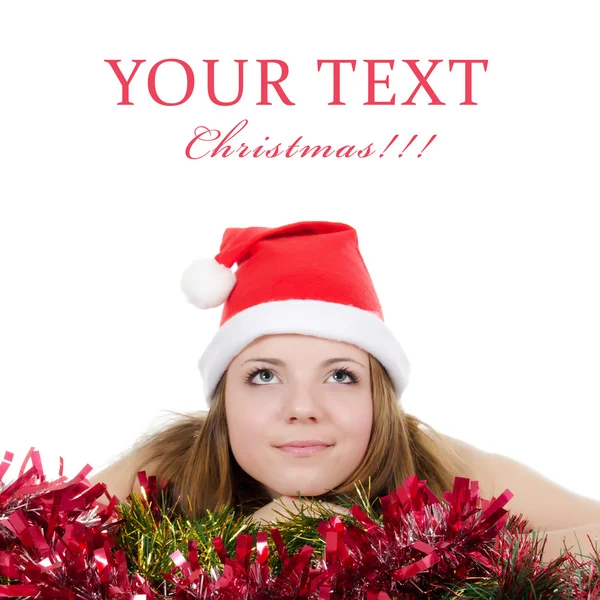 Vánoční dívka izolované na bílém — Stock fotografie