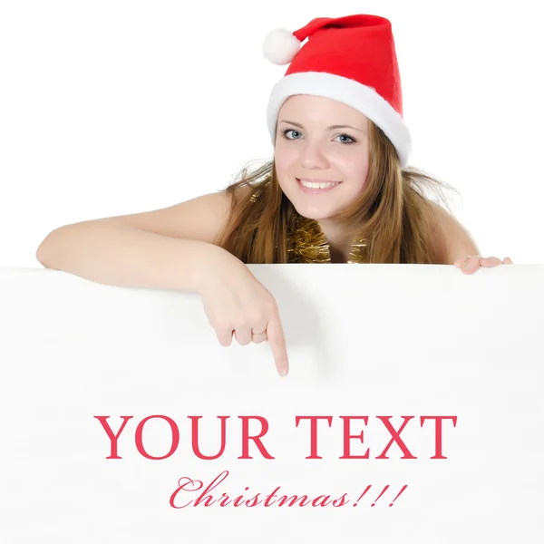 Christmas flicka isolerad på vit — Stockfoto