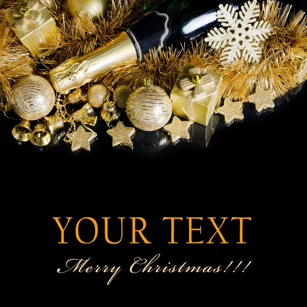 圣诞饰品的香槟 — 图库照片