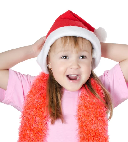 The little Christmas girl isolated on white background — Stock Photo, Image