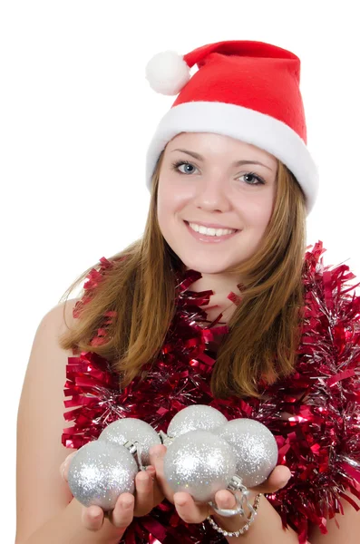 Weihnachtsmädchen isoliert auf weiß — Stockfoto