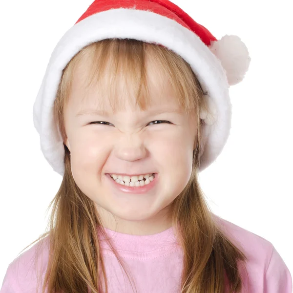 Beyaz arka planda izole edilmiş küçük Noel kızı. — Stok fotoğraf