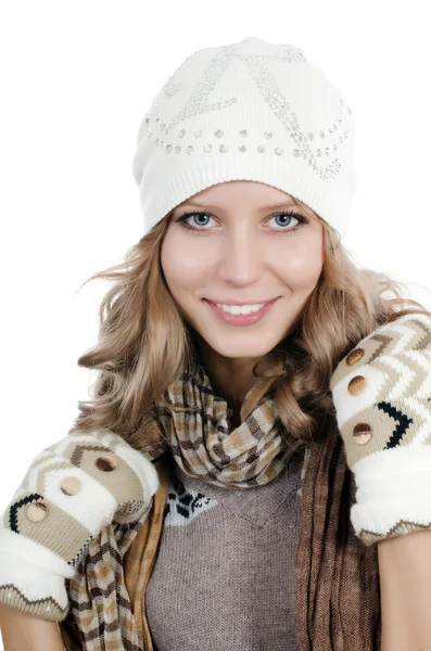 The beautiful girl in mittens — Stock Photo, Image
