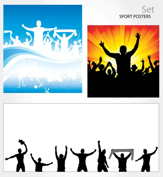 Set Posters of dancing girls and boys — Stock Vector