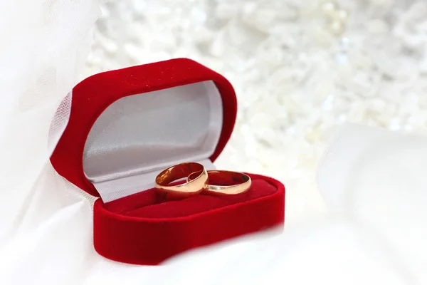 Dois anéis de casamento dourados — Fotografia de Stock