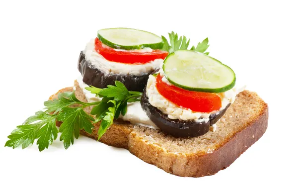 Открытый сэндвич — стоковое фото