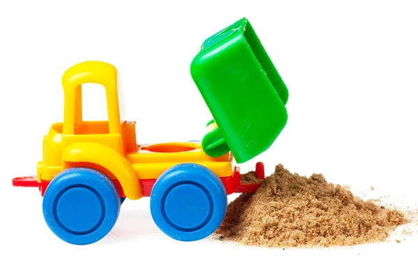 Kolorowe zabawki ciężarówki — Zdjęcie stockowe