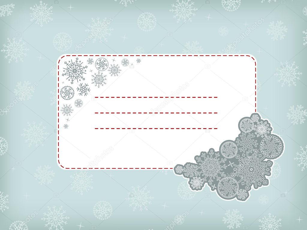 Christmas (New Year) template frame with snowflake.