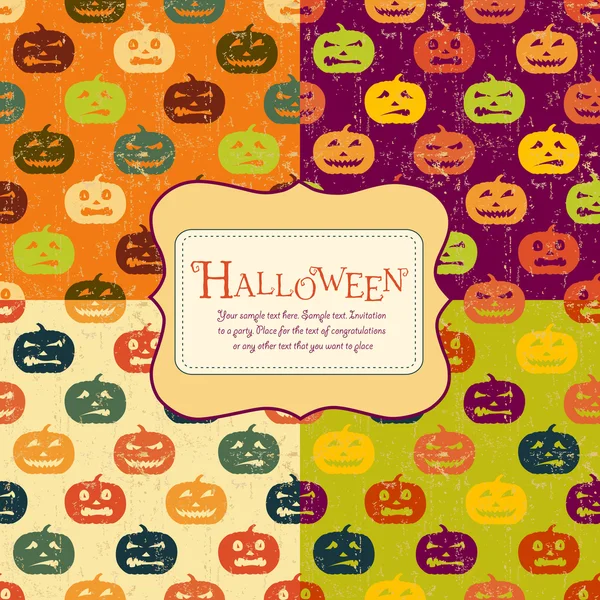 Halloween bakgrunder set med taggen. retro mönster. fyra färger. — Stock vektor
