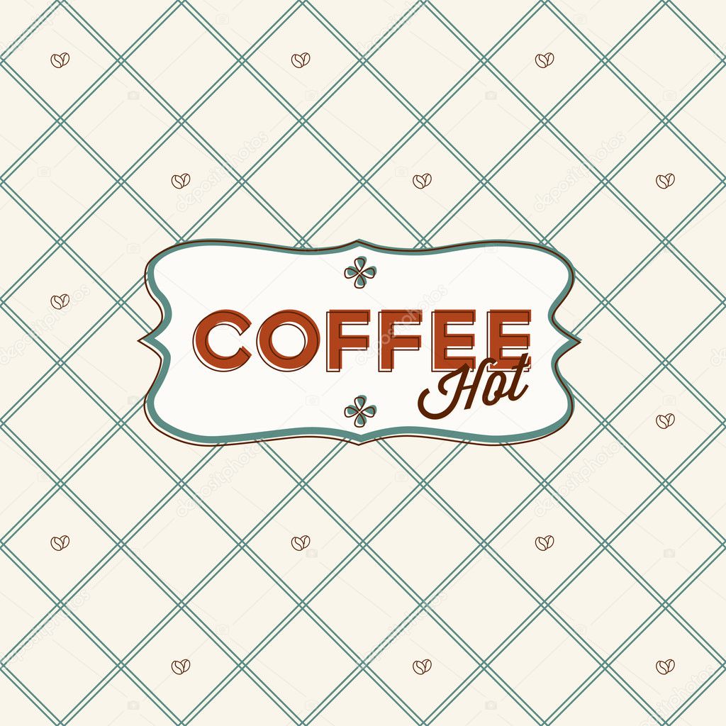 Seamless pattern with coffee grains and lable. Retro design