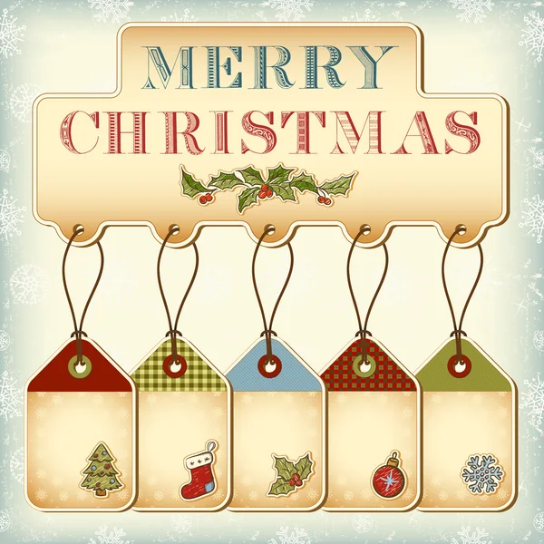 Etiquetas de Navidad y letras vintage Feliz Navidad — Archivo Imágenes Vectoriales