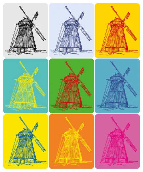 Windmill-Ukrainian_pop-art — Stock Vector