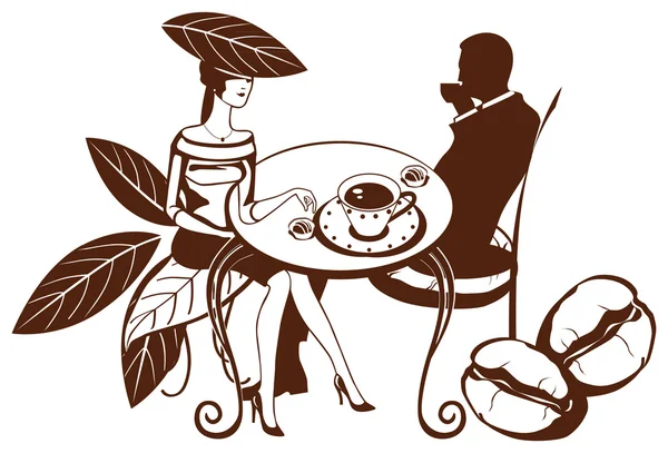 Café-thé-couple surréaliste — Image vectorielle
