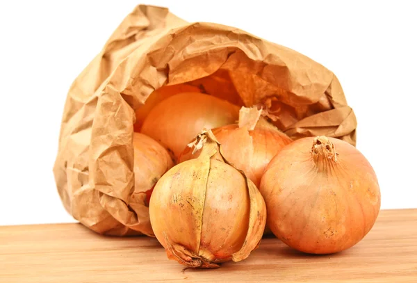 Stock image Fresh onion in a brown paperbag