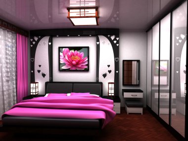 Bedroom. A beautiful interior of a room. clipart