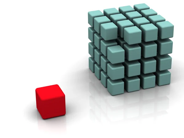 Одна індивідуальність червоний куб — стокове фото