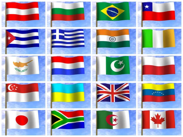 Коллаж с флагов разных стран мира. icon — стоковое фото