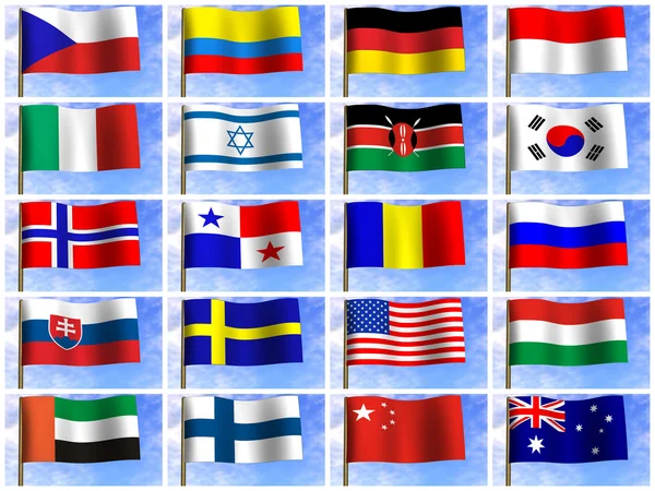 来自世界各国国旗的拼贴。图标 — 图库照片