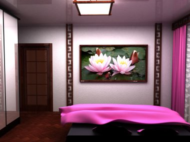 Bedroom. A beautiful interior of a room. clipart