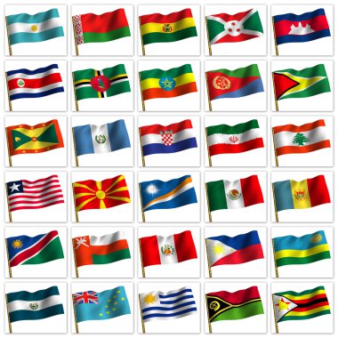Dünyanın farklı ülkelerinin bayraklarından kolaj. simge