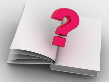 The book and question. clipart