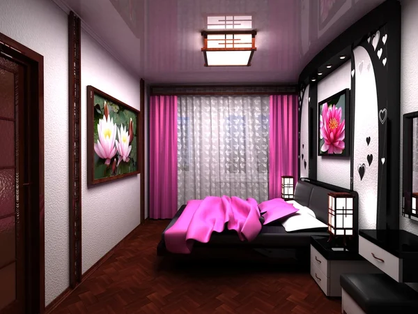 Schlafzimmer. ein schönes Interieur eines Zimmers. — Stockfoto