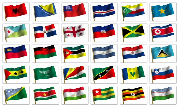 Koláž z vlajek různých zemí světa. ikona — Stock fotografie