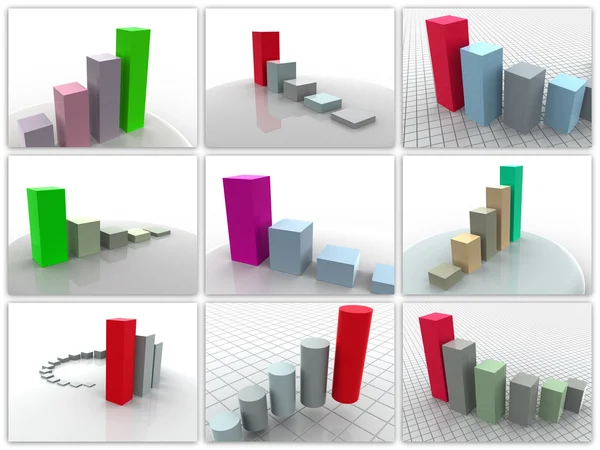 Collage van 9 driedimensionale planningen. — Stockfoto