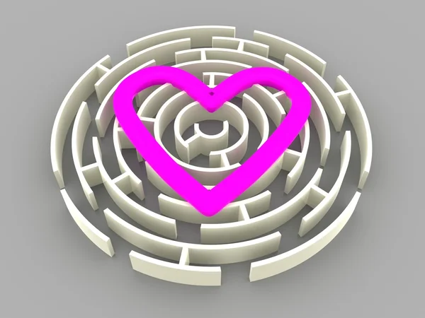 Labyrint och hjärta — Stockfoto