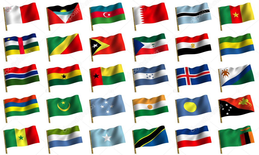 Collage from flags of the different countries of the world. icon