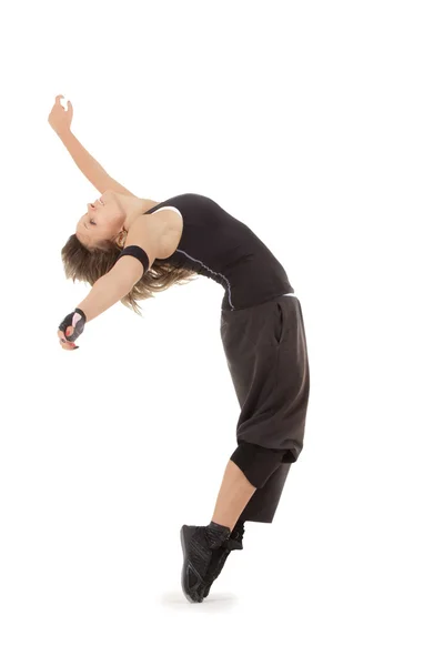 Adolescente ragazza danza breakdance in azione — Foto Stock