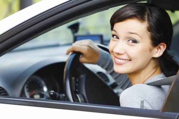 Smiling female driver — Stock Photo, Image