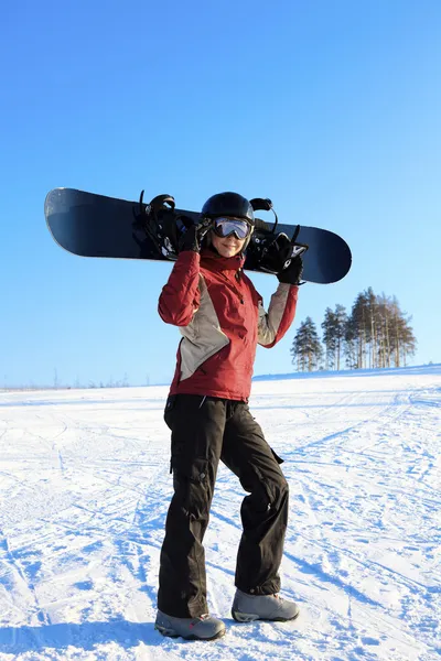 Femme snowboarder — Photo