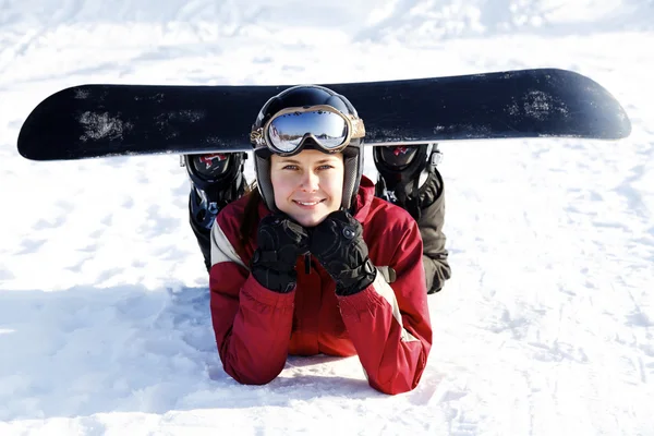 Θηλυκό snowboarder — Φωτογραφία Αρχείου