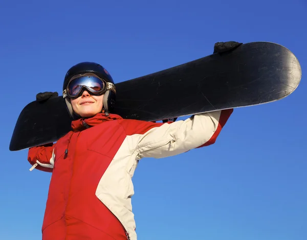 Mulher snowboarder — Fotografia de Stock