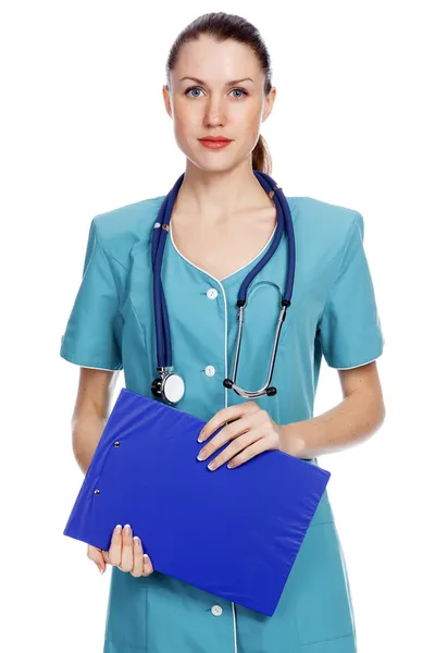 Ganska kvinnliga läkare eller sjuksköterska — Stockfoto