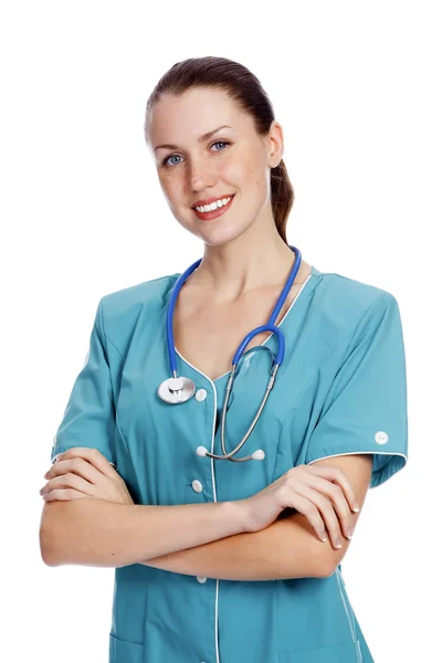 Portrait of a smiling doctor with a stethoscope — Stock Photo, Image