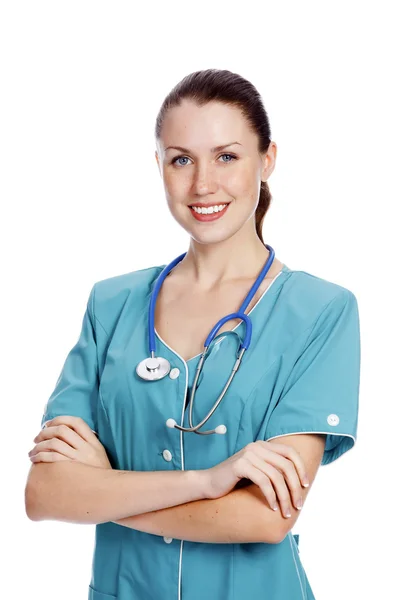 Portret z stetoskop uśmiechający się lekarza — Zdjęcie stockowe