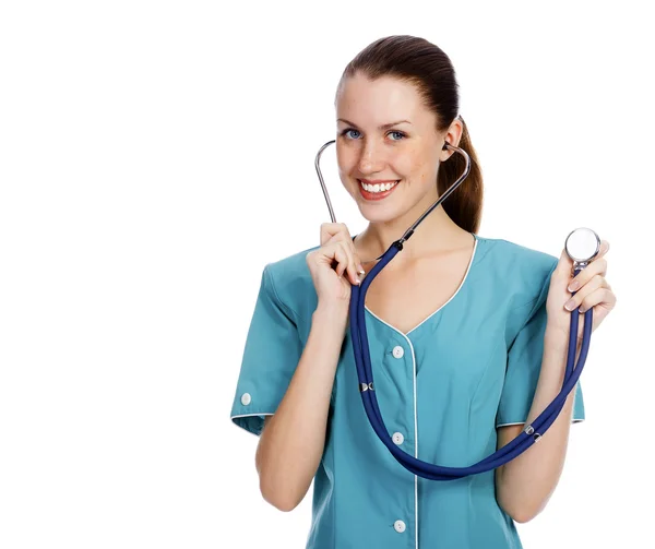 Usmívající se lékařka se stetoskopem — Stock fotografie