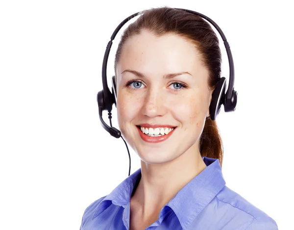 Friendly service operator smiling to you — Stockfoto